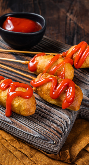 Mini deep fried corn dogs with mustard and ketchup 2023 11 27 05 28 46 utc